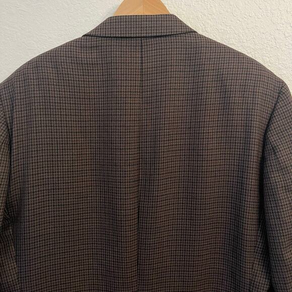 Lauren Ralph Lauren Wool Blazer Mens 44L Houndstooth Brown Sport Coat Jacket - Picture 9 of 16